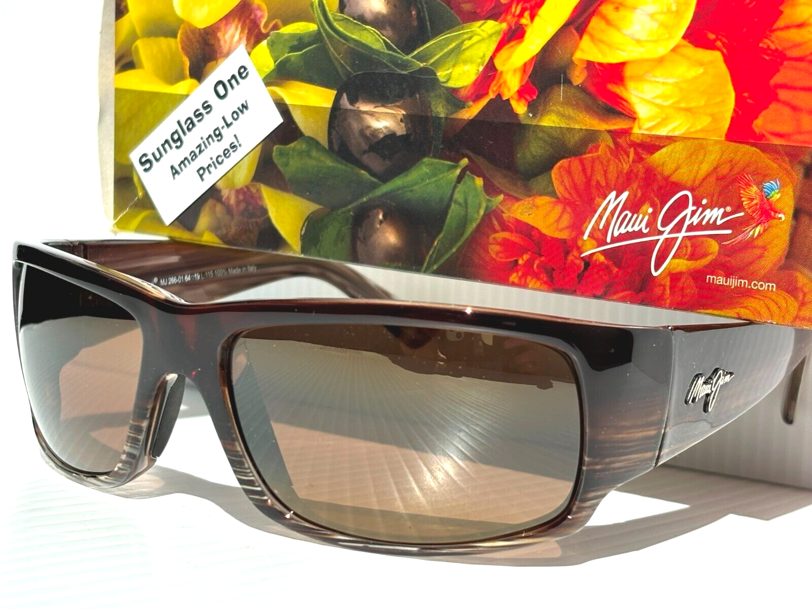 Maui Jim WORLD CUP Chocolate Stripe Fade POLARIZED Bronze GLASS