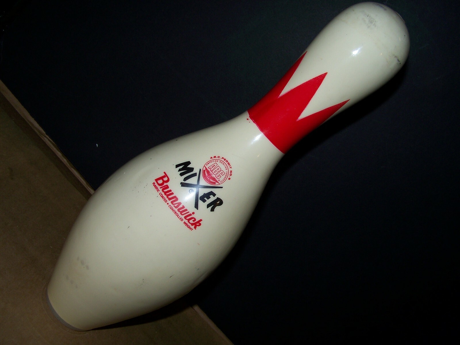 Vintage Brunswick MIXER Red Crown ABC Approved Plastic Coated Bowling Pin 15