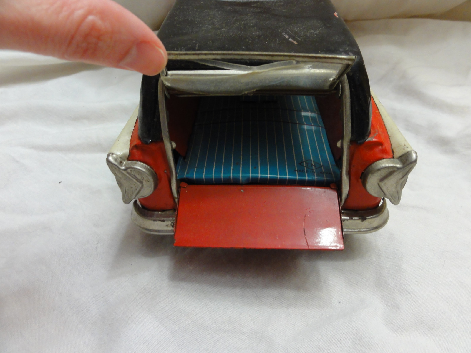 Vintage Tin Toy Car 1958 Edsel Station Wagon Japan Friction Wheels RED