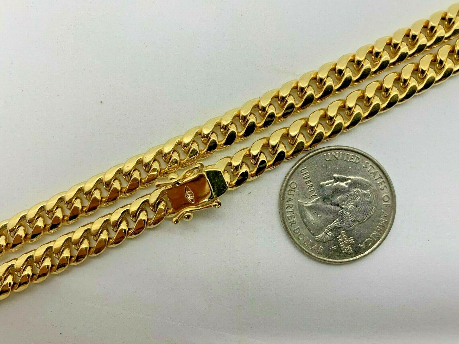 10K Gold Miami Cuban Link Chain Necklace Men's/Women's 6.8mm 24