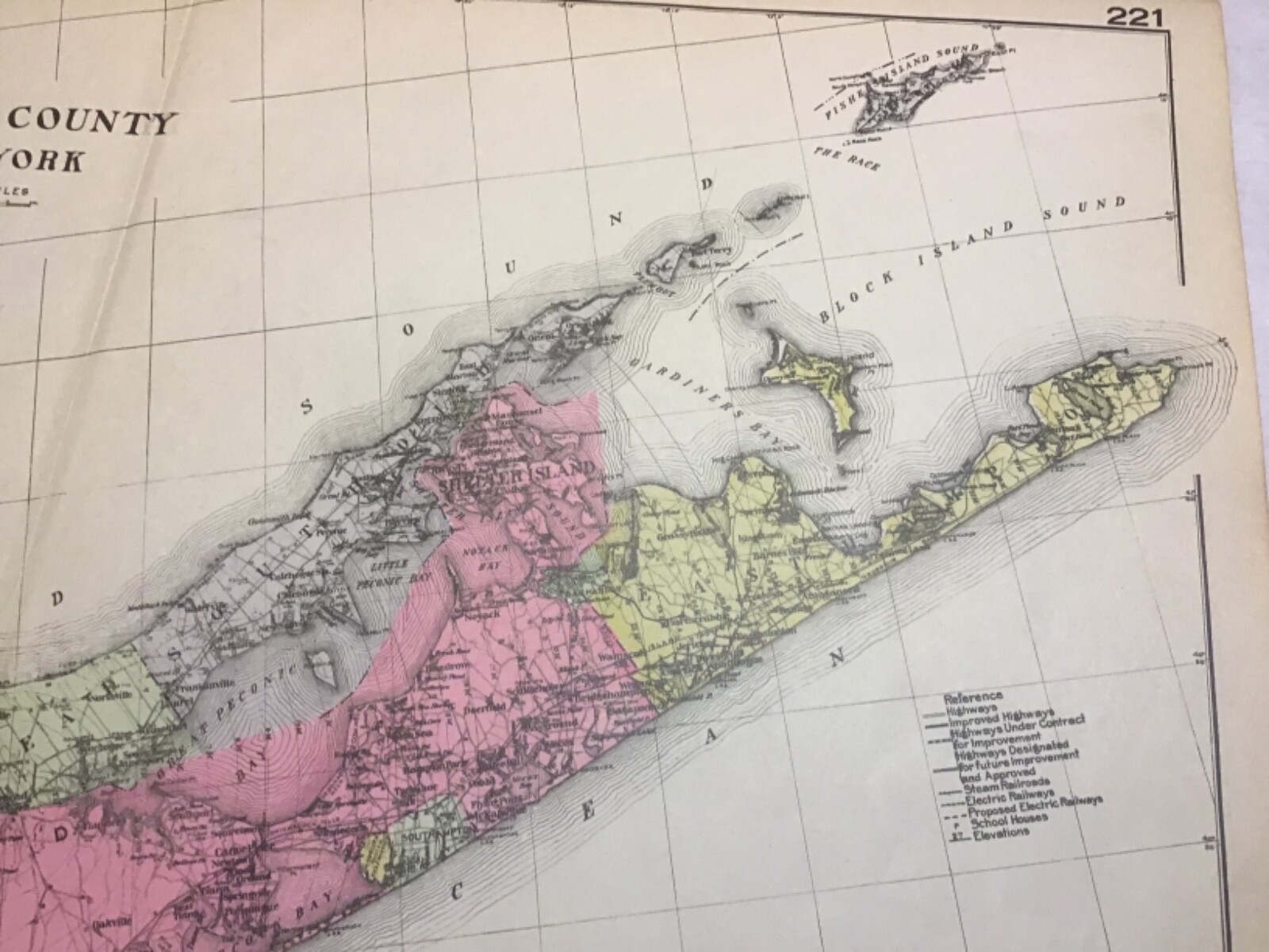 1912 Century Map of Suffolk County (Hamptons), Long Island, New York