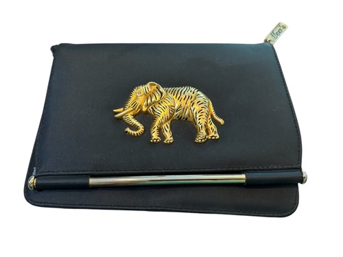 NIMA Vintage 80s Crossbody Black Purse Clutch Bag with Gold