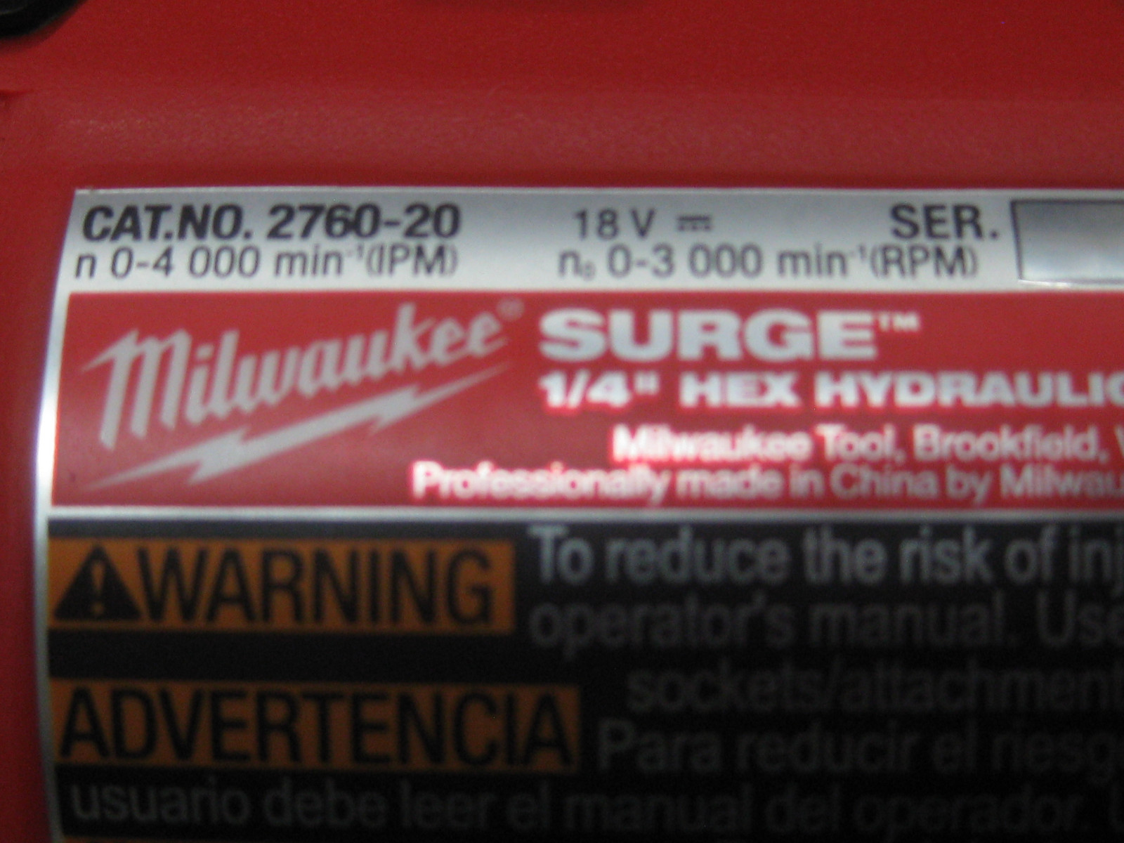 MILWAUKEE 2760-20 M18 18V 18 Volt Fuel SURGE 1/4
