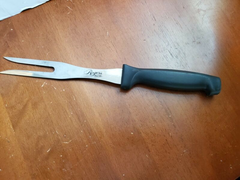 Rogers Since 1871, meat serving fork, black handle, 11 1/4" long