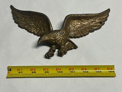 VINTAGE CAST METAL Gold AMERICAN BALD EAGLE WALL ART DECOR 9'' 70s 80s Nostalgia