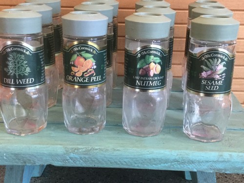 Lot Of 24 Vintage McCormick Spice Jars, Empty, Clean Green Lids