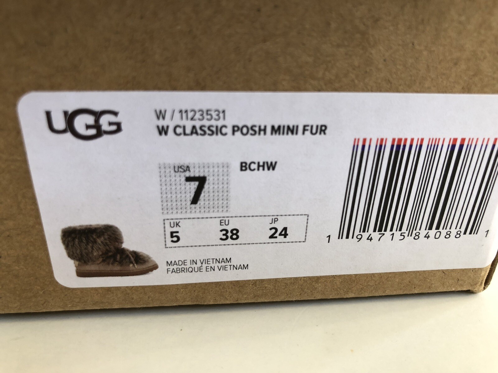 Pre-owned Ugg Classic Posh Mini Fur Beachwood Sheepskin Fur Boot Us 7 / Eu 38 / Uk 5 In Brown