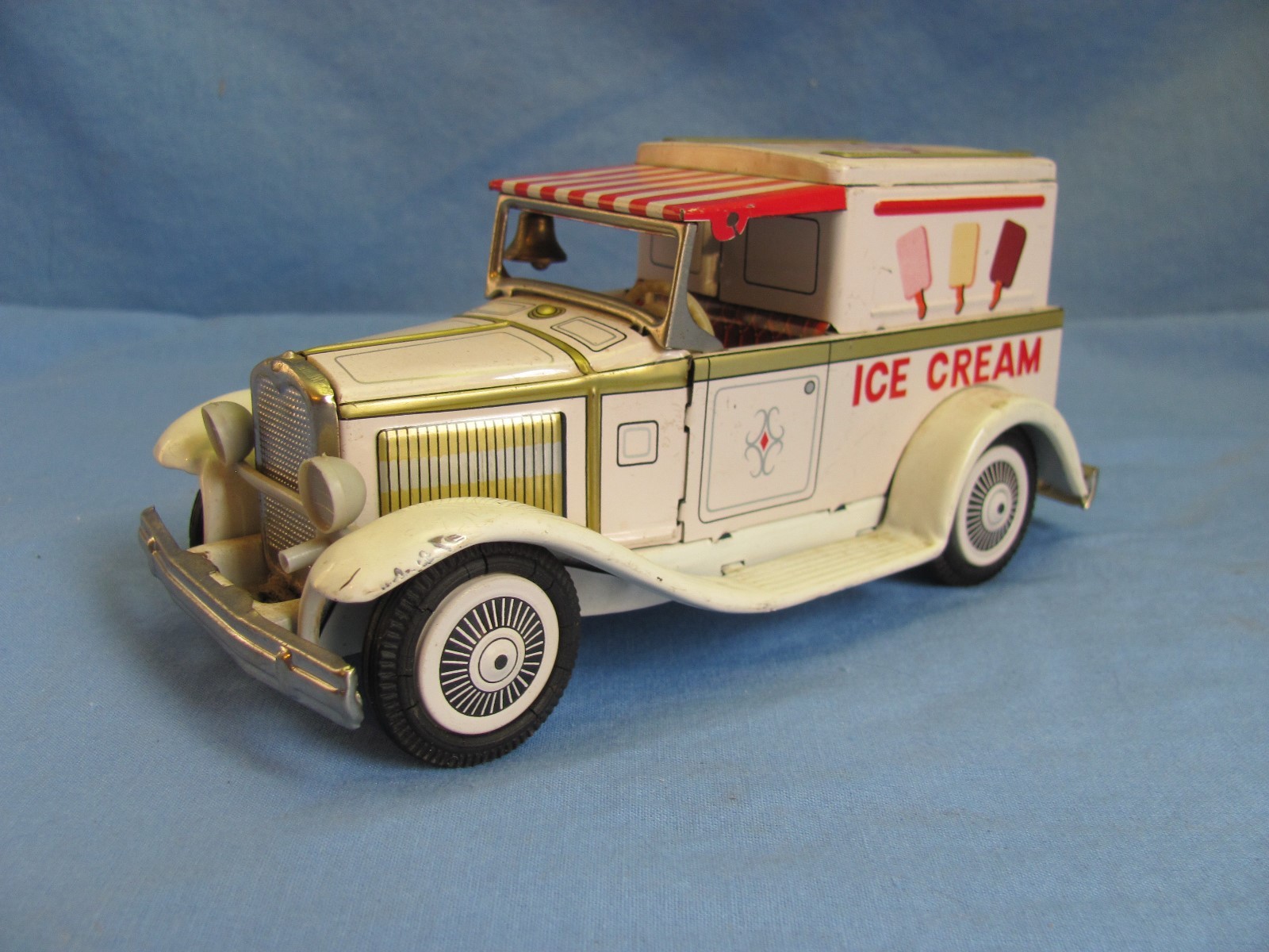 Vintage Bandai Tin Friction Ice Cream Delivery Truck Japan