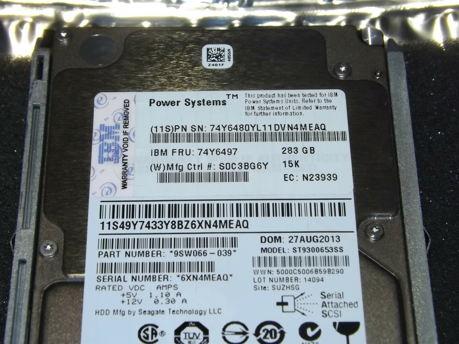 IBM 74Y6497 MK3001GRRB 2.5/" 283GB SAS 15K HDD Hard Drive