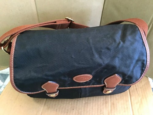 Longchamp Le Pliage Crossbody Black/Cognac Leather and Nylon Messenger Bag