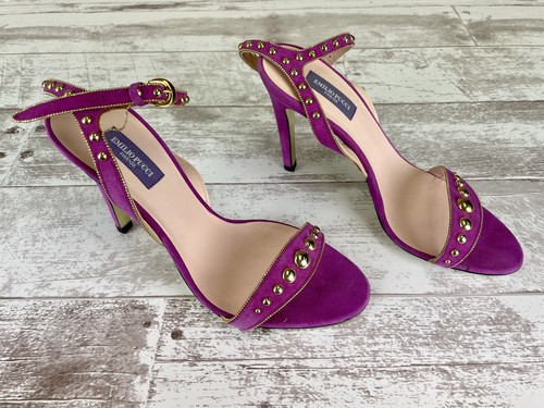 Emilio Pucci Shoes pink Purple Gold Stud Suede High Heel