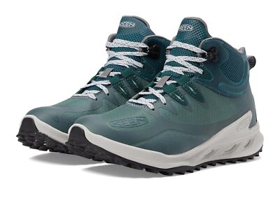 Pre-owned Keen Woman's Hiking  Zionic Mid Height Waterproof All Terrain In Dark Forest/sea Moss