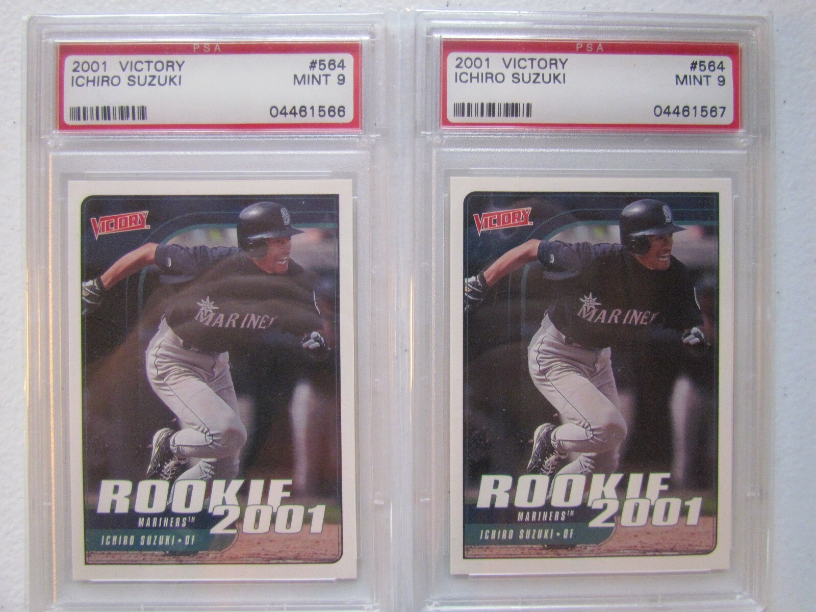 2) ICHIRO SUZUKI ROOKIE LOT 2001 UPPER DECK VICTORY PSA 9