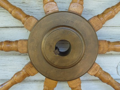 LARGE Antique 19th 20th Century Sailing Ship Wheel Riverboat Schooner 60 Inch