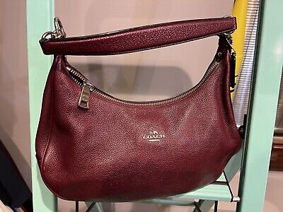 Coach Horse And Carriage New York Leather Shoulder Bag Deep Merlot Color