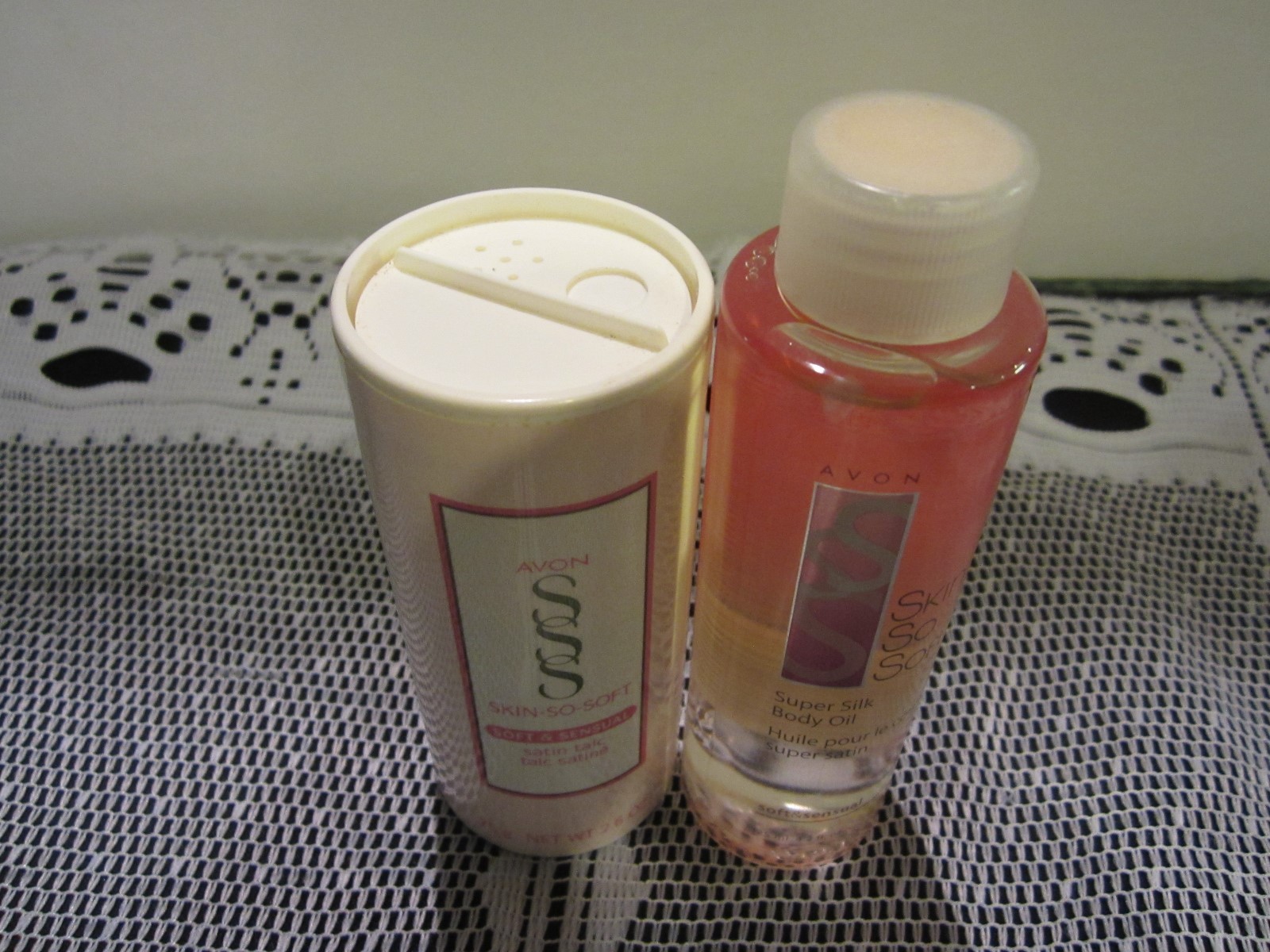 Avon SKIN SO SOFT Soft and Sensual Body Oil 4.2 fl oz and  SATIN TALC 2.6 fl oz