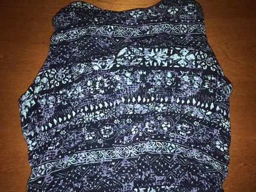 Girls ART CLASS Tank Romper w/ Navy Blue/Turquoise Floral/Paisley Print SZ 6/6x