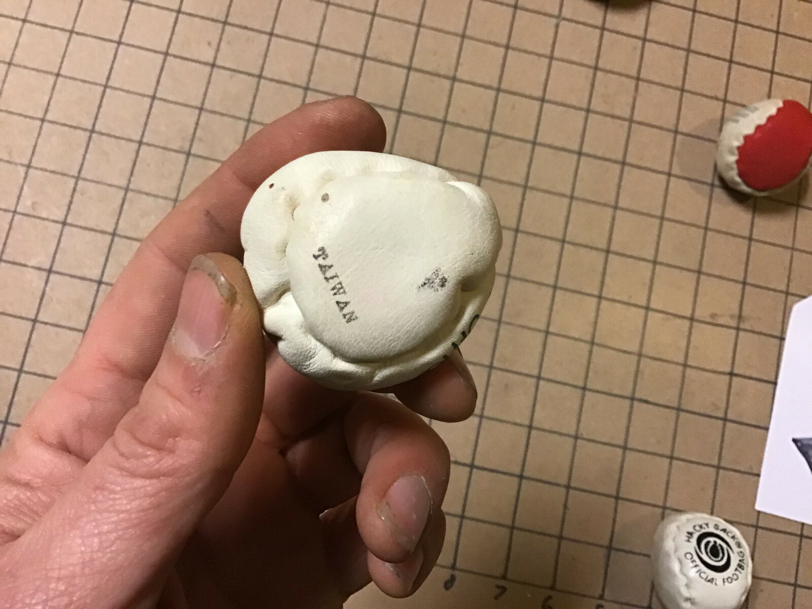 Vintage HACKY SACK; Rick Koffman collection:  2 panel WHITE little WEDGE Shape