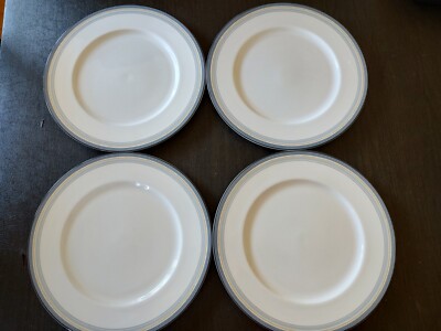 4-Noritake Ambience Java Graphite Swirl 9313 ~ 11'' Dinner Plates (Used)