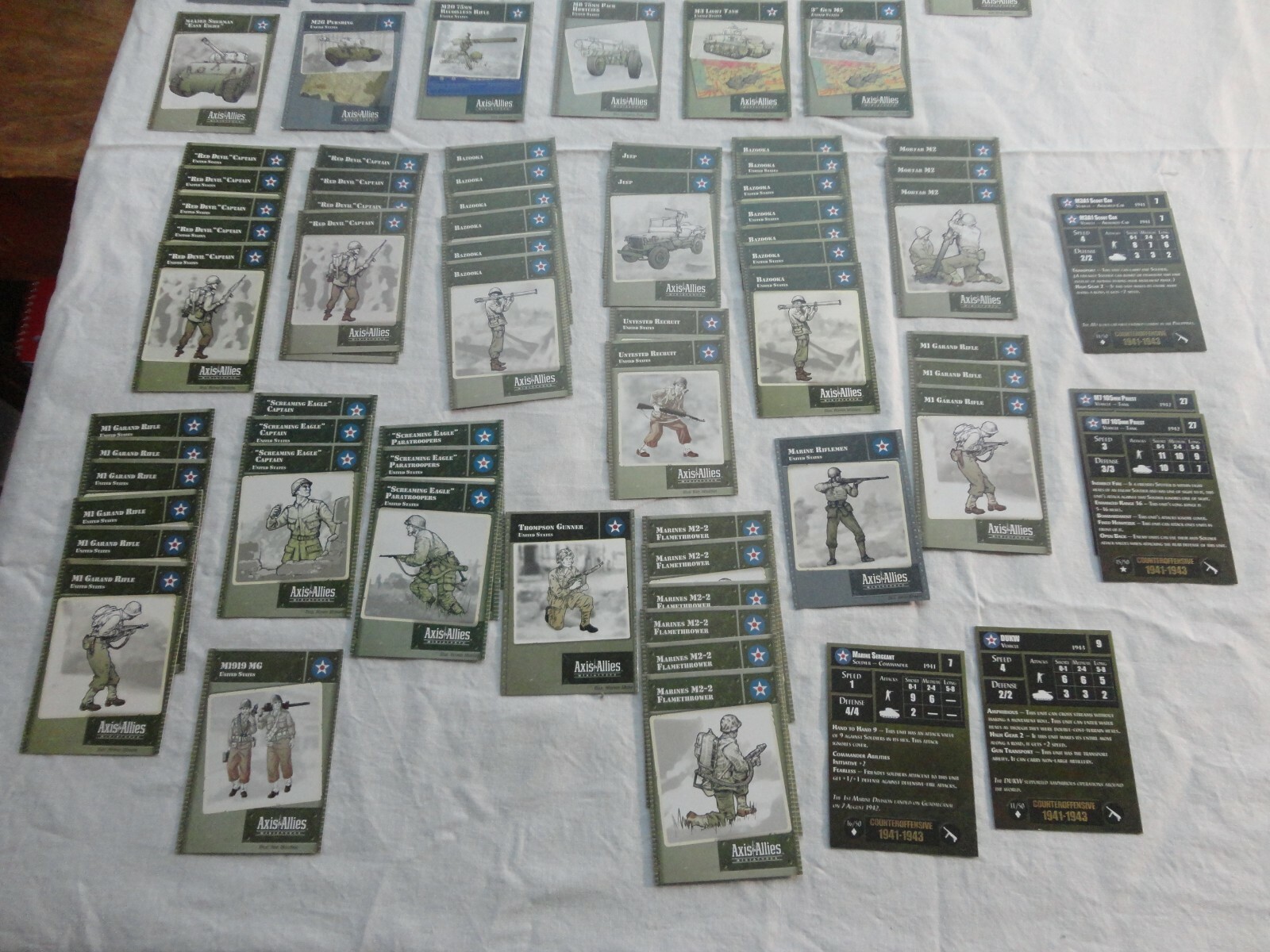 Axis & Allies Land US cards no ships -  lot