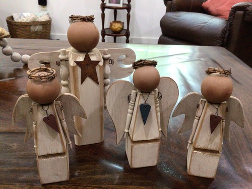 Angels 3 Small 1 Lg Hearts Metal Star Wire Farmhouse Country