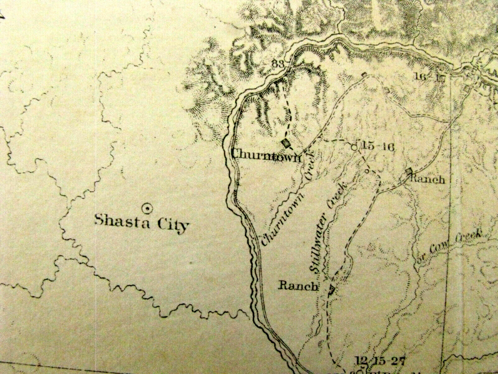 TRANSCONTINENTAL RAILROAD SURVEY  MAP SIERRA NEVADA 0N LINEN 1855