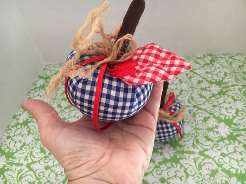 Gingham Fabric Apples Set Of 2