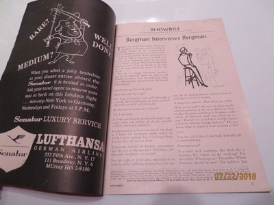 SHOWBILL , BERGMAN INTERVIEWS BERGMAN, LOUIS MALLE, JEANE MOREAU