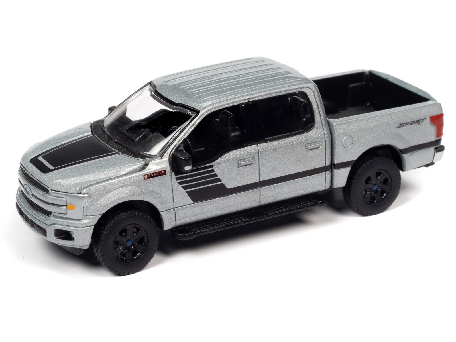 Ford F-150 1/32スケール Auto World 1/64 2019 Ford F-150 Stone Gray with Gray Trailer
