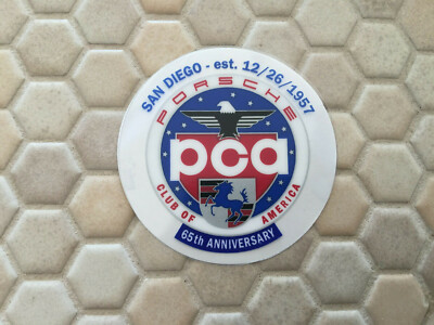 PORSCHE CLUB OF AMERICA SAN DIEGO 65th ANNIVERSARY STICKER NEW x2