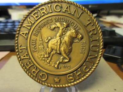 american triumphs " paul reveres midnight ride" medal bronze 63