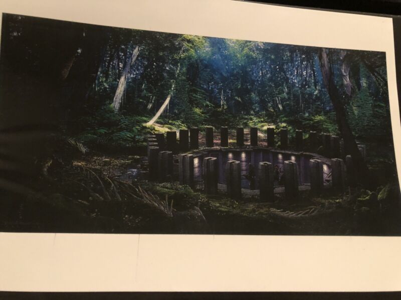 Star Wars Force Awakens Production Concept Art Print Han Solo Chewbacca Forest