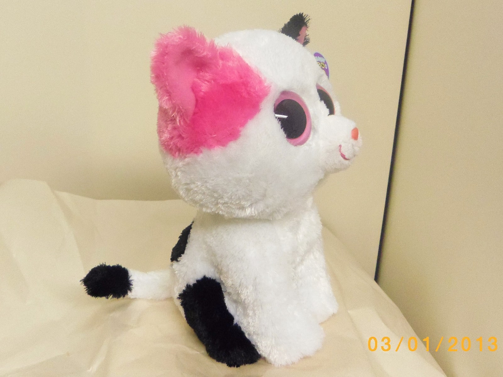 Muffin 2012 TY Beanie Boos medium 9in Cat solid eyes purple hangtag MWMT 36986