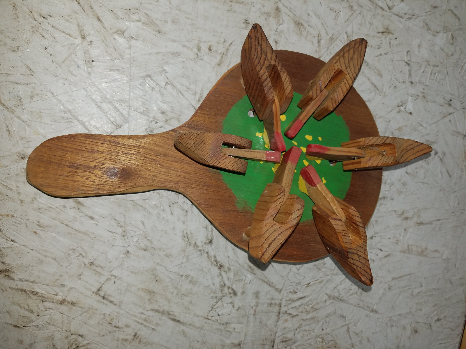 Wood Chicken Hen Pecking Paddle Game Hand  Hand made    NEAT !!!!