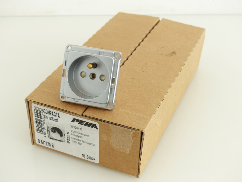 10x Honeywell Me-Steckdosen 622211 Alu Lackiert D 6771.70 Si Erdungsstift Neu #L