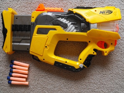 Nerf N-Strike REV 8 Firefly Blaster Yellow with Ammo - WORKS - FREE SHIPPING