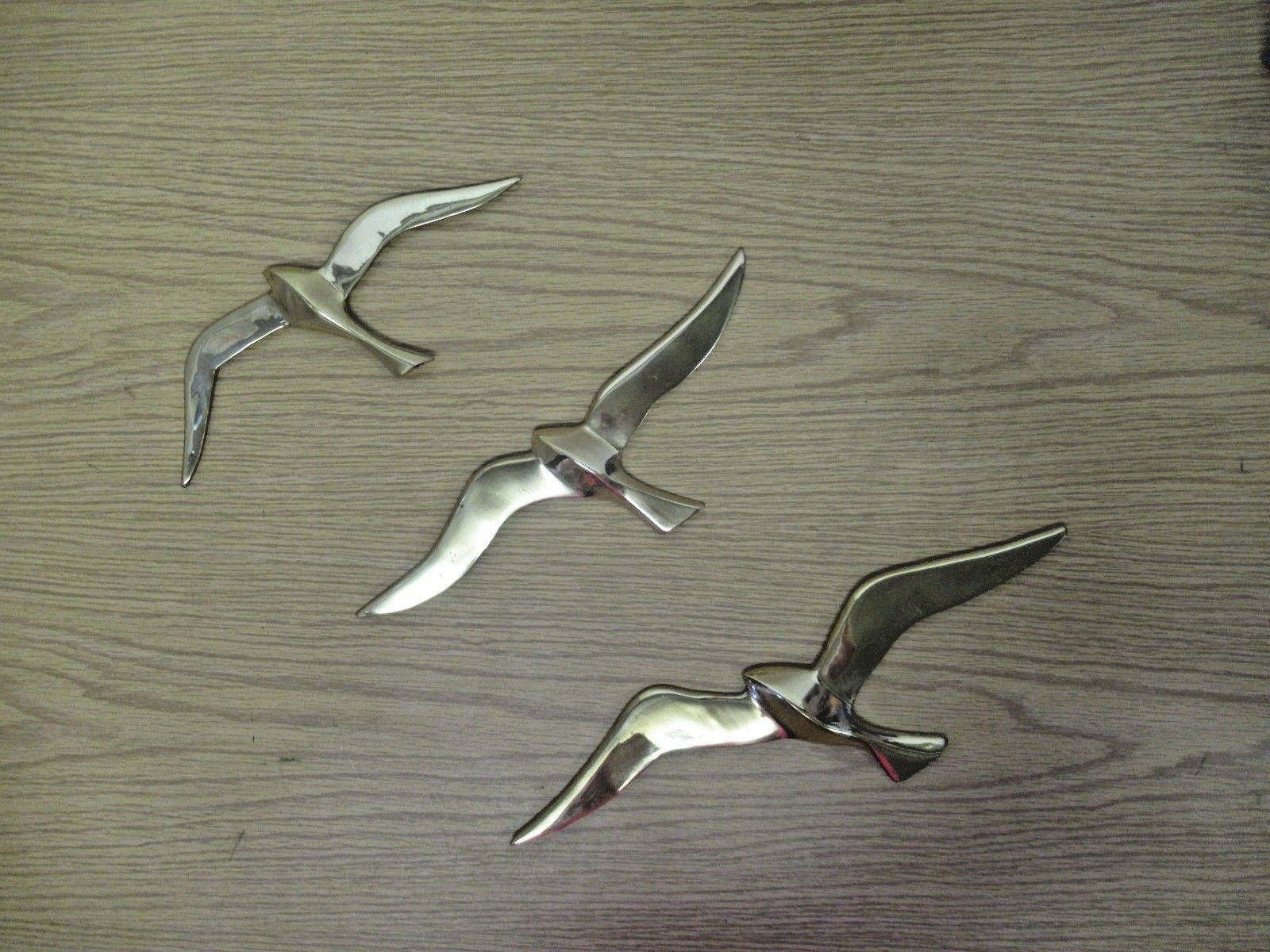 3 - Vintage Mid-Century Modern Solid Brass Bird In Flight Seagull Wall Hangings