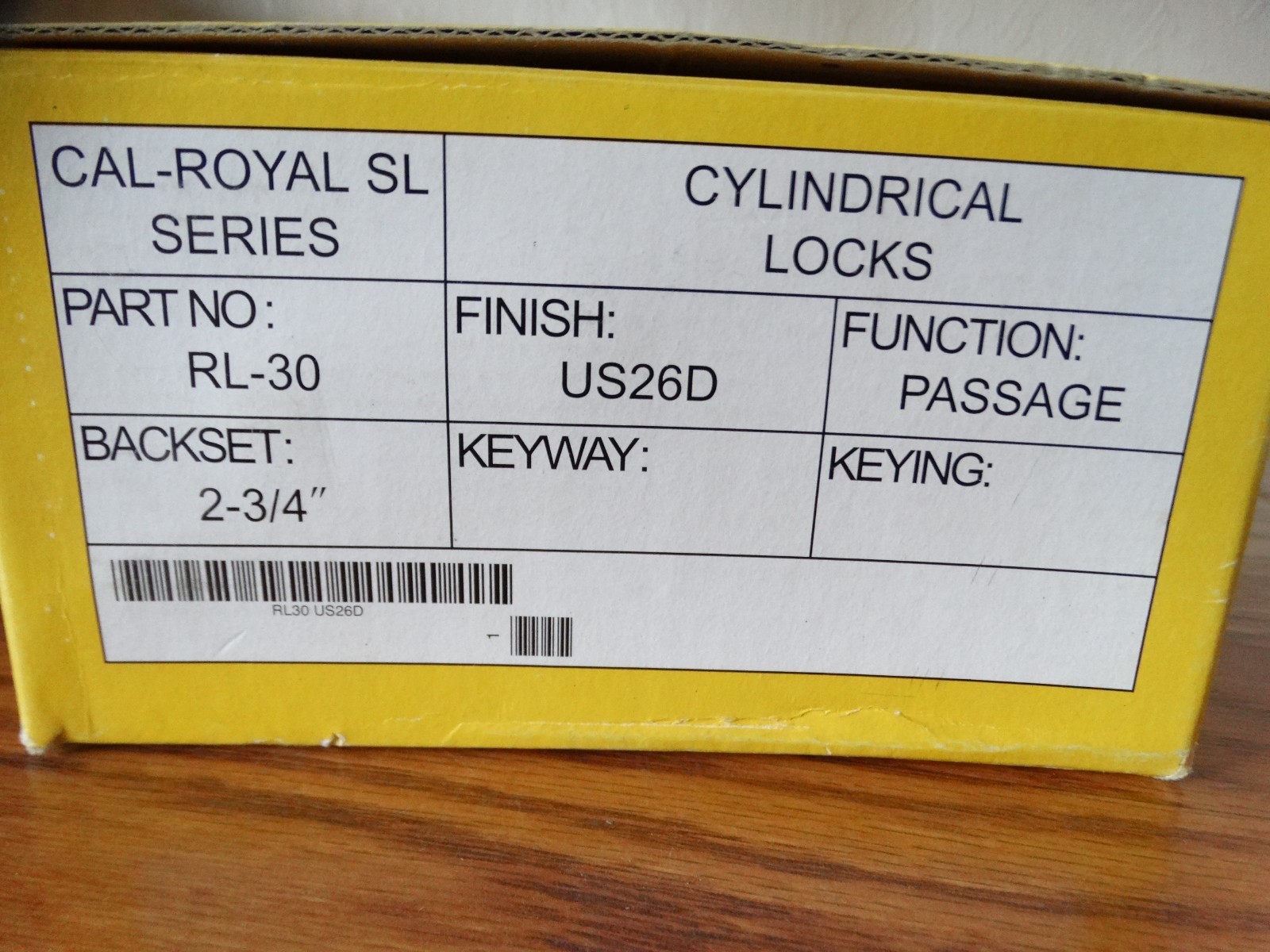 CAL-ROYAL RL-30 Cylindrical Lever Lock PASSAGE US4