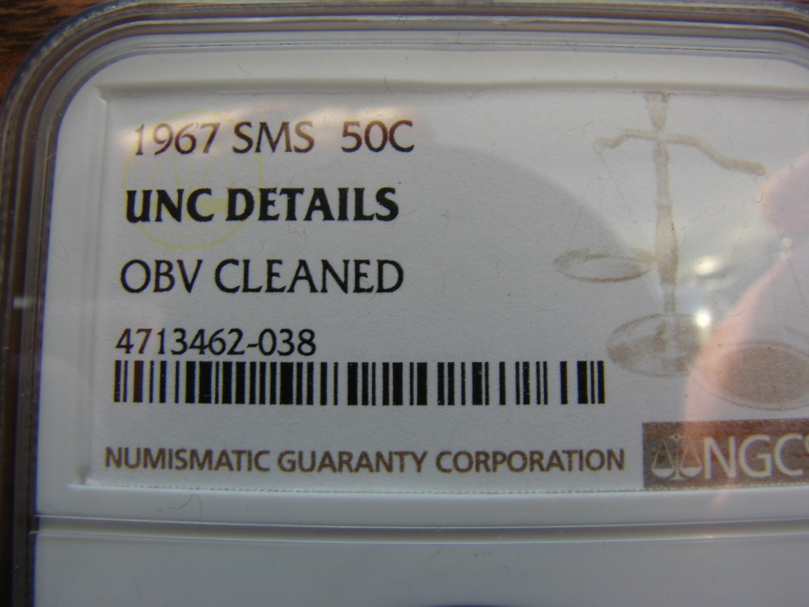 1967 SMS 40% KENNEDY 50C COIN Certified NGC UNC.DETAILS OBV.CLEANED MAKE OFFER!!