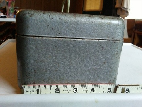 Vintage Gray Steel Storage Tackle Tool Petty Cash Box