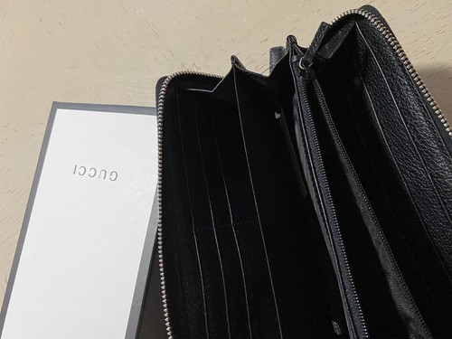 Pre-owned Gucci $870  Large Wallet  Monogram Black 408831 Italy