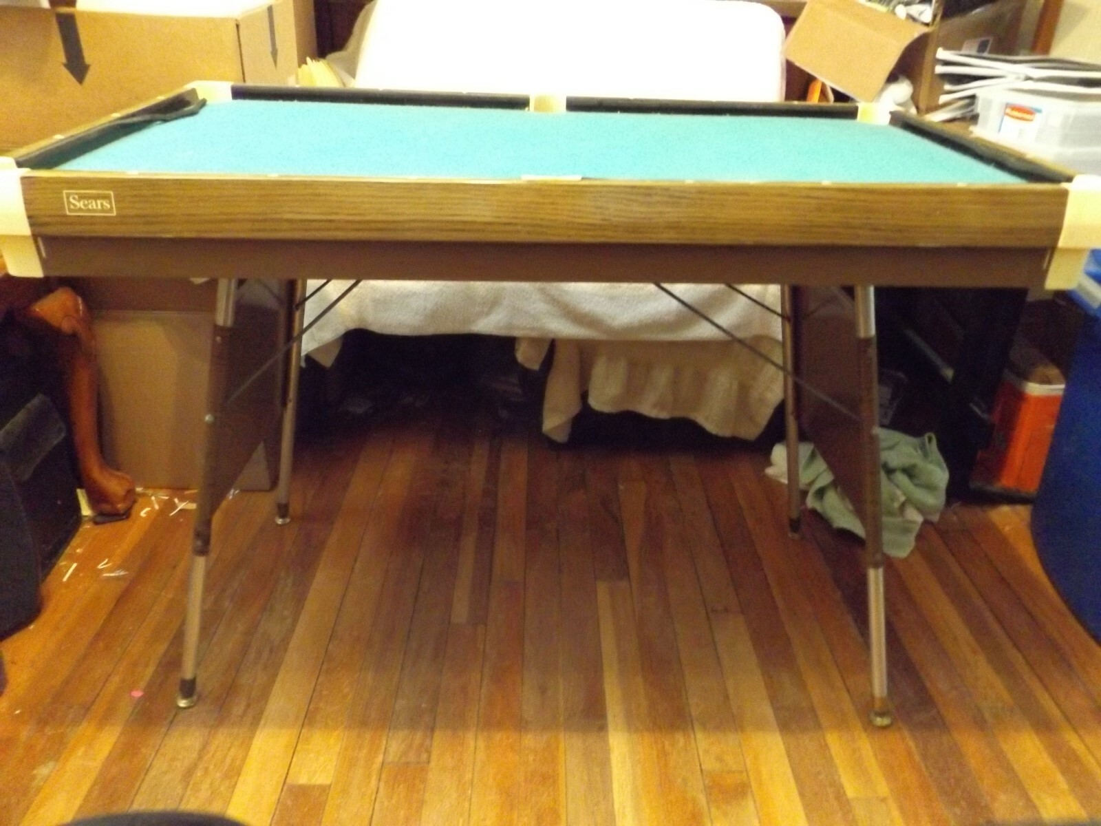 RARE 1960's ORIGINAL SEARS KIDS MINI POOL TABLE--IN ORIGINAL BOX--FOLDS UP--NICE