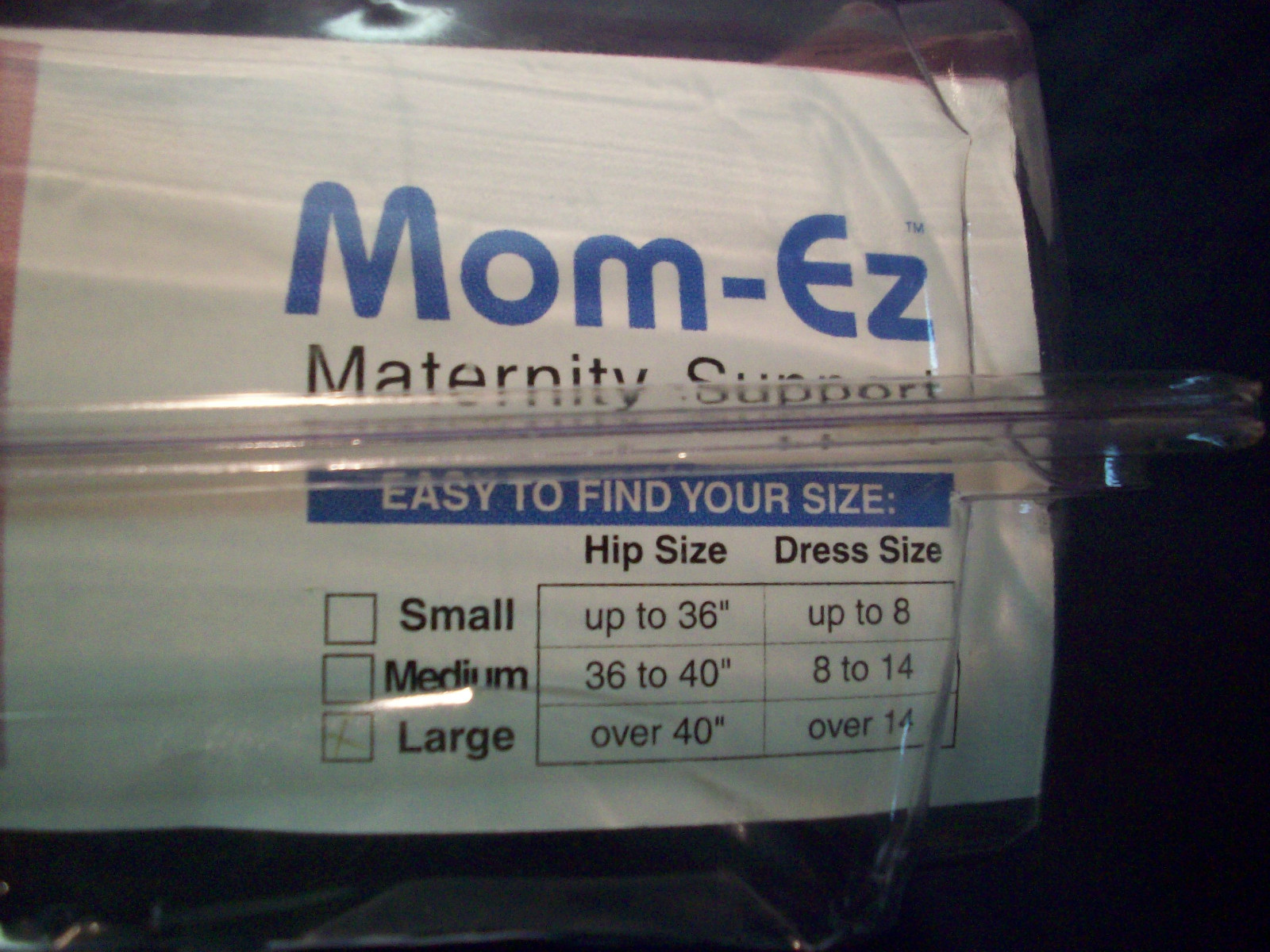 Mom-Ez Maternity Support wrap brace Large reduce fatigue increase comfort N.O.S.