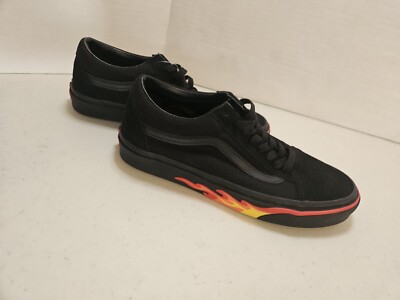 NWT Vans Old Skool Flame Wall Black Black Skate Shoes Mens 7 Womens 8.5 NEW
