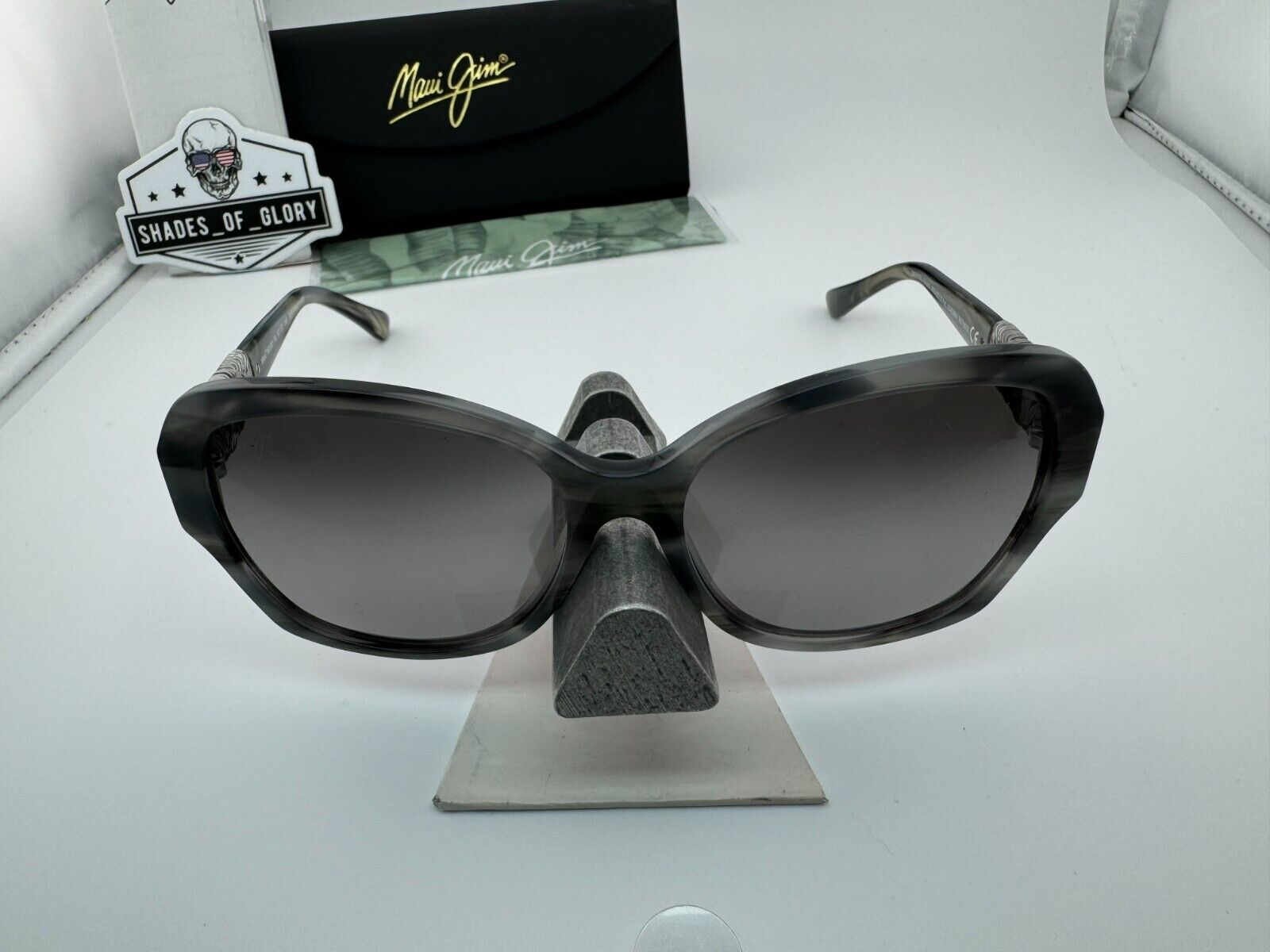 Pre-owned Maui Jim Swaying Palms Mj 530-91 Grey Pearl White Gold Grey Polarized Sunglasses In Neutral Grey Polarized