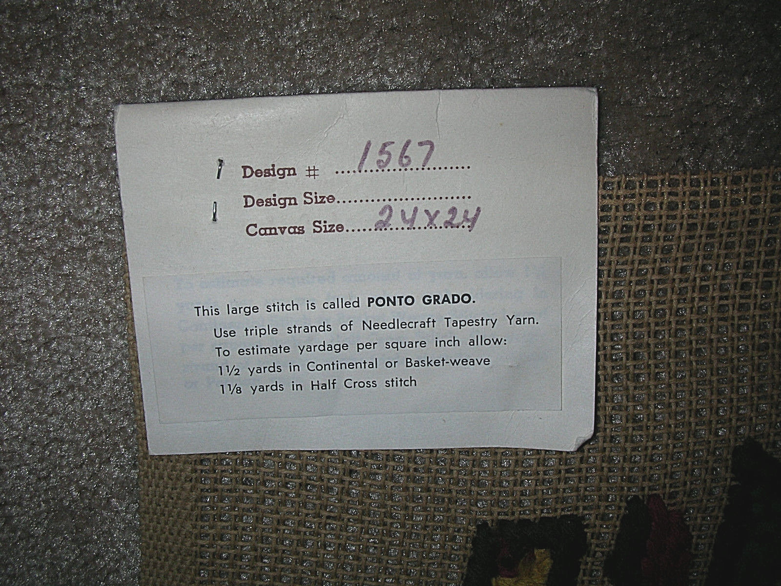 Vintage ELSA WILLIAMS Needlepoint Canvas 24 x 24