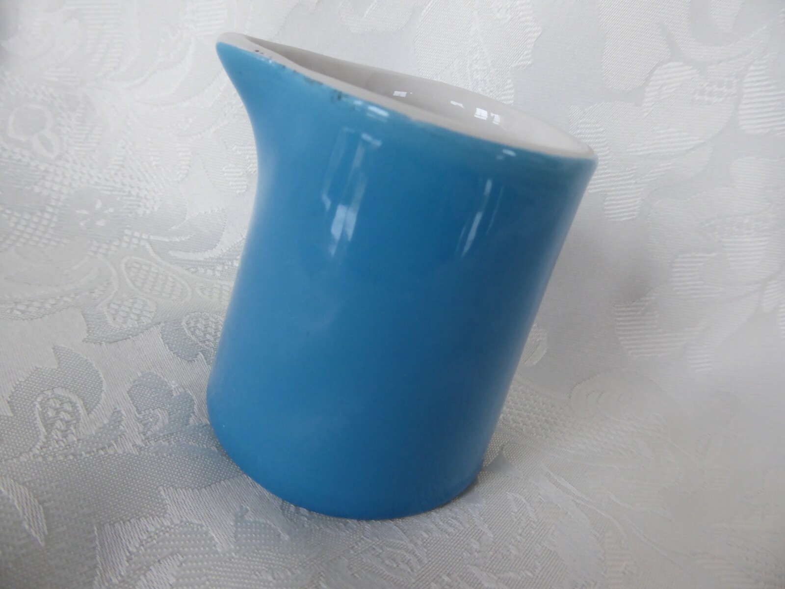 Vintage Hall China Pottery Blue Creamer Pitcher Mini Restaurant Ware 2-1/2