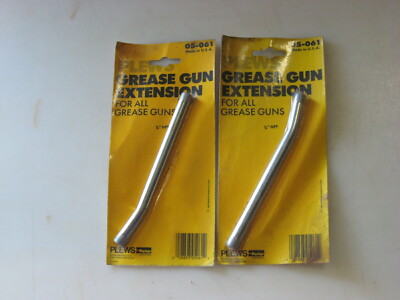 TW0 (2) NEW 5-3/8'' GREASE GUN EXTENSIONS, 1/8'' NPT, USA, PLEWS # 05-061