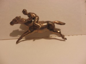 Metal Race Horse Jockey Equestrian Figurine Copper Color Kentucky Derby Japan