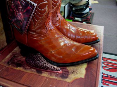 Pre-owned Los Altos Boots Los Altos Women Cognac Genuine Eel Western Cowboy Boot (m) L090803 In Brown